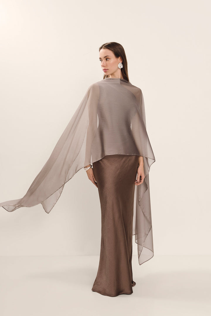 FIANG - ANGLED NECKLINE EVENING DRESS