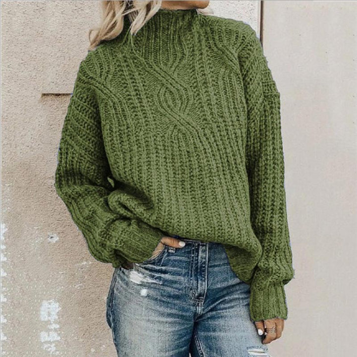 Knitted sweater for women with a high collar and classic fit – Soft and warm for autumn and winter