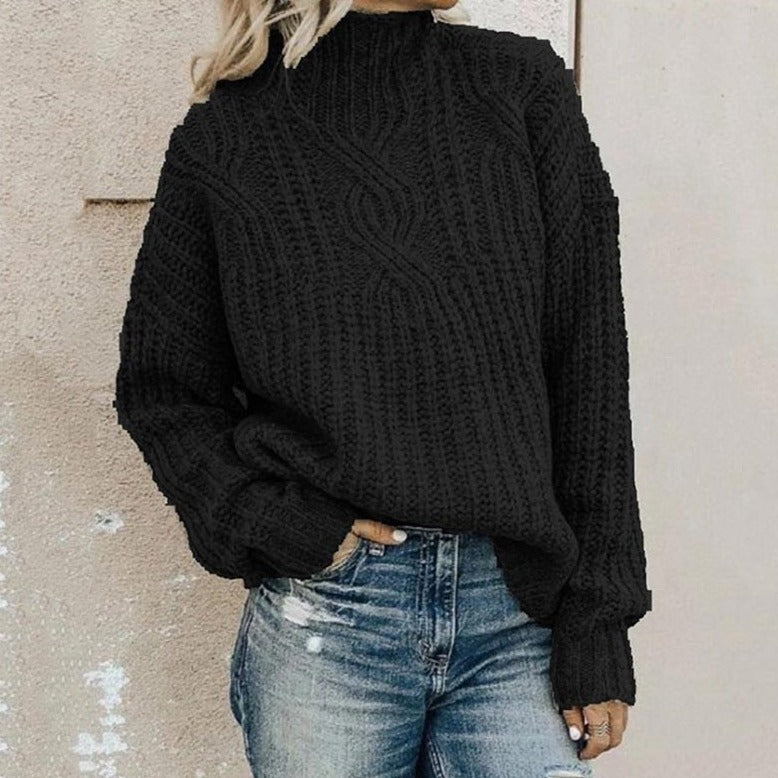 Knitted sweater for women with a high collar and classic fit – Soft and warm for autumn and winter