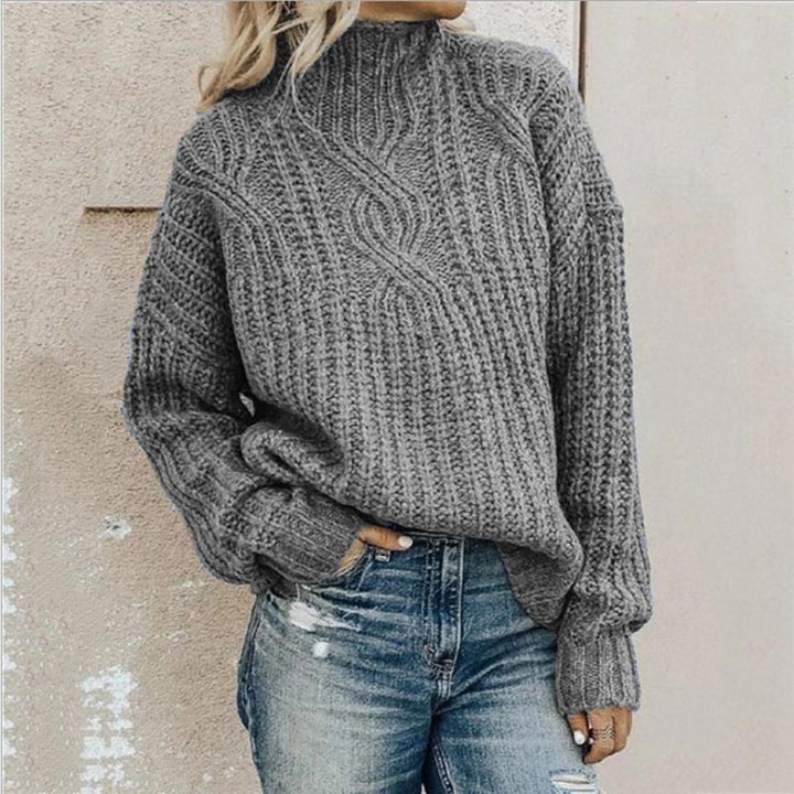 Knitted sweater for women with a high collar and classic fit – Soft and warm for autumn and winter