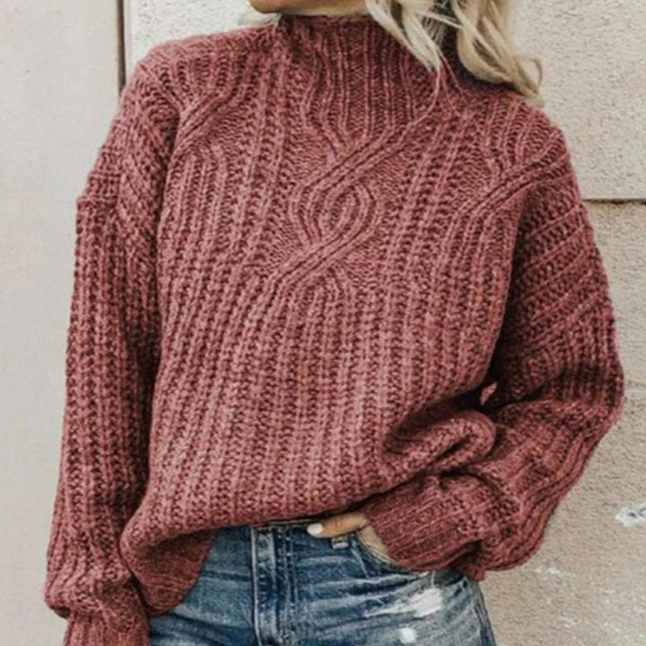 Knitted sweater for women with a high collar and classic fit – Soft and warm for autumn and winter