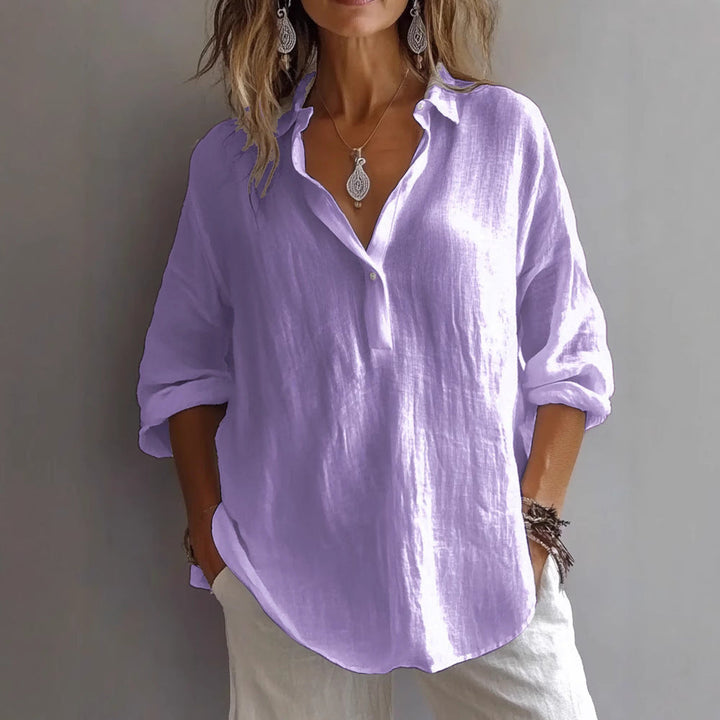 FRAN - CHIC V-NECK BLOUSE  CLASSIC V NECK TOP