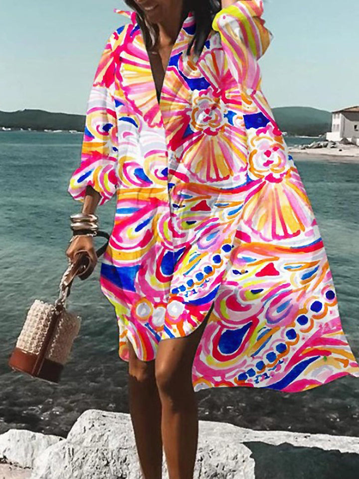 CAROLINE - RETRO DRAPE SHIRT DRESS