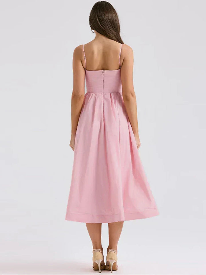 ELAINA - THIN STRAP SUMMER MIDI DRESS
