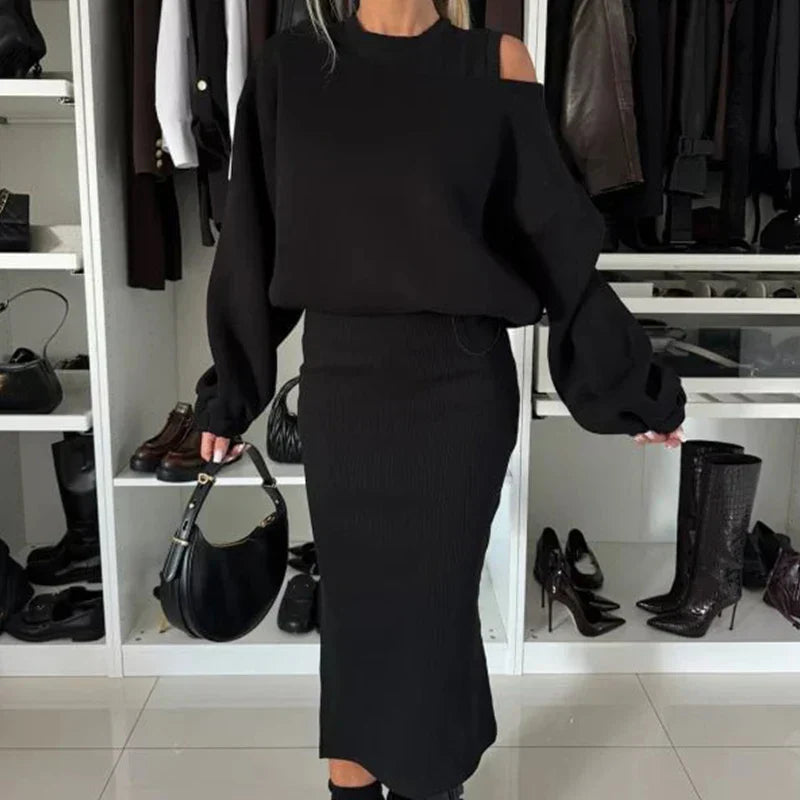 TRISHELLE - TRENDY STREET CHIC SLIT DRESS SET