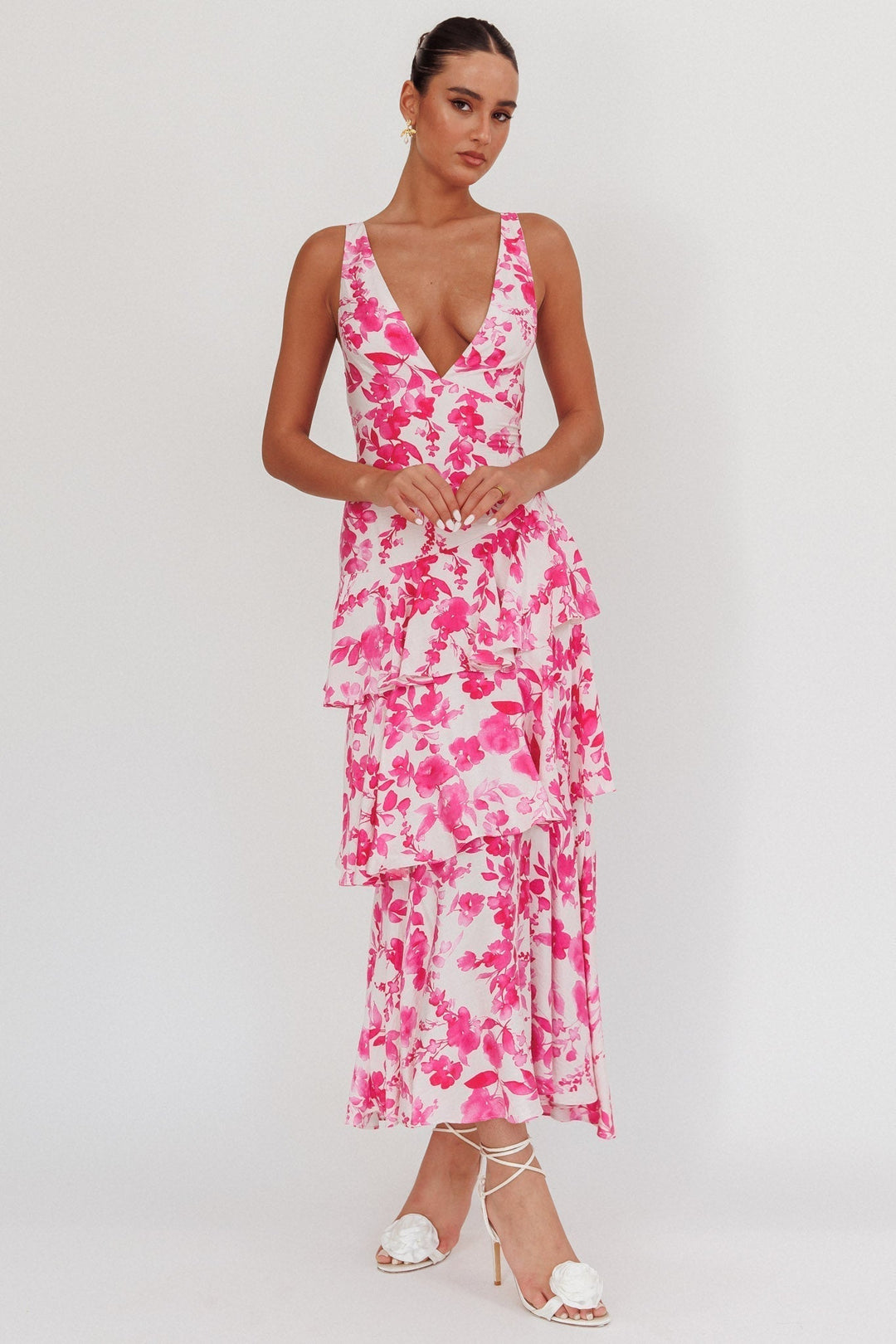 FERRERAS - REFINED STYLE RUFFLE MIDI DRESS