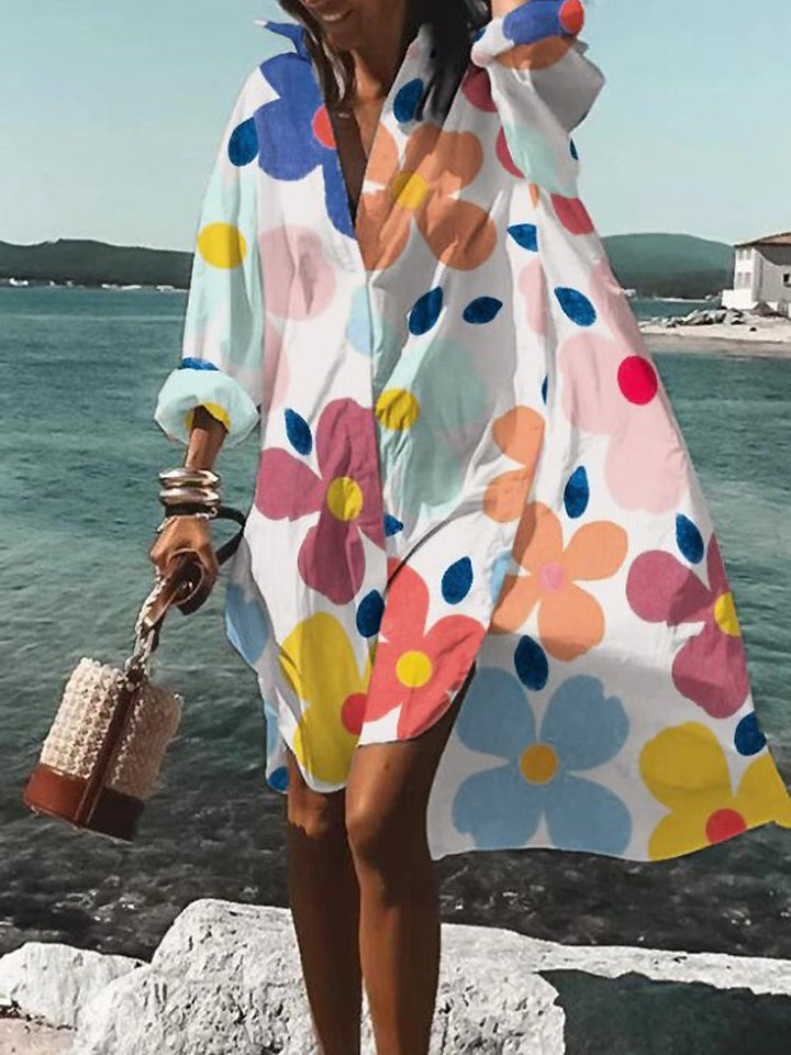 CAROLINE - RETRO DRAPE SHIRT DRESS