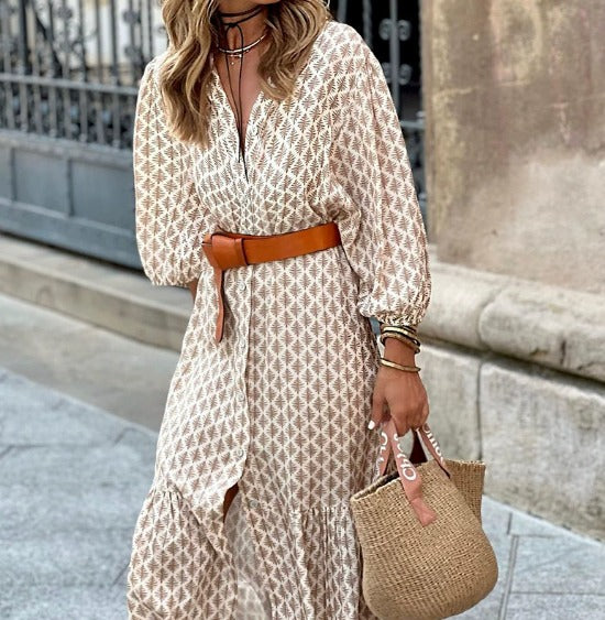 DIXIE - CLASSIC DRESS WITH BUTTONS AND BELT