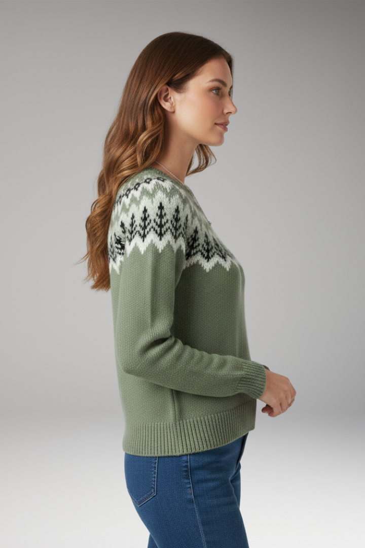 Women’s Sweater with Round Neck and Ribbed Surface