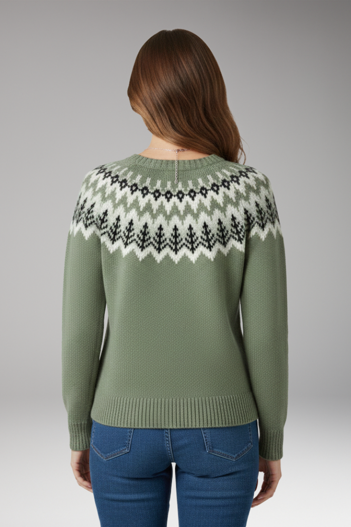 Women’s Sweater with Round Neck and Ribbed Surface