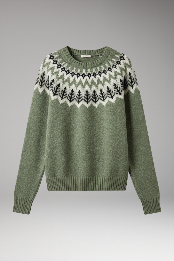 Women’s Sweater with Round Neck and Ribbed Surface
