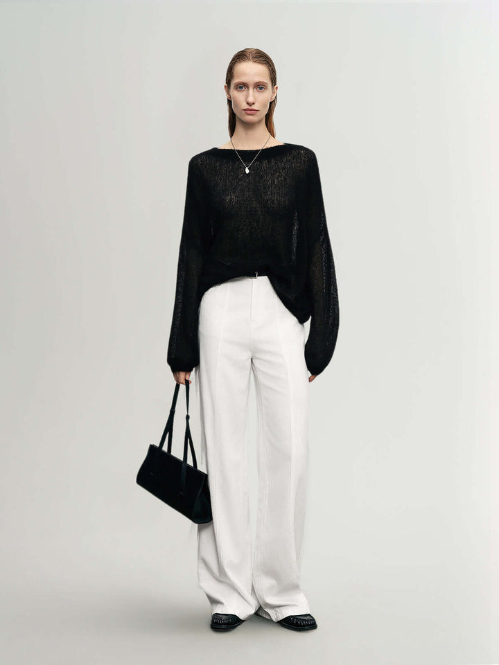 Cashmere-Silk Relaxed Pullover Sweater