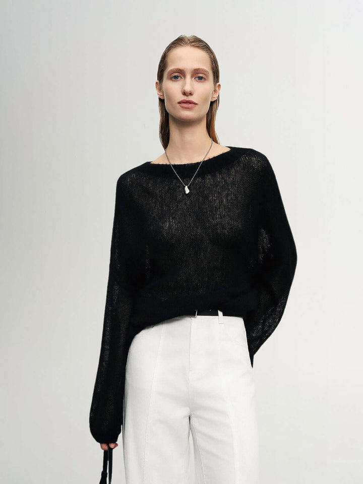 Cashmere-Silk Relaxed Pullover Sweater