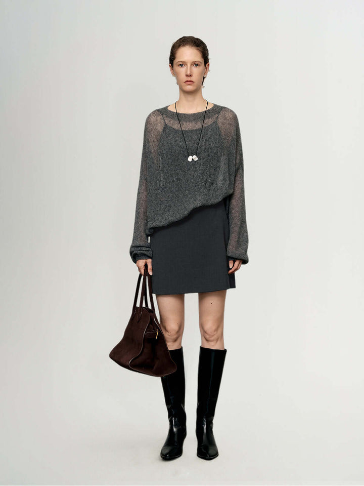 Cashmere-Silk Relaxed Pullover Sweater