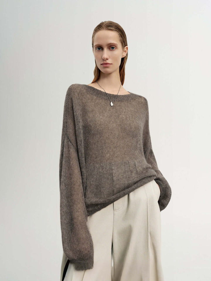 Cashmere-Silk Relaxed Pullover Sweater