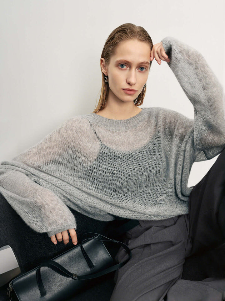 Cashmere-Silk Relaxed Pullover Sweater