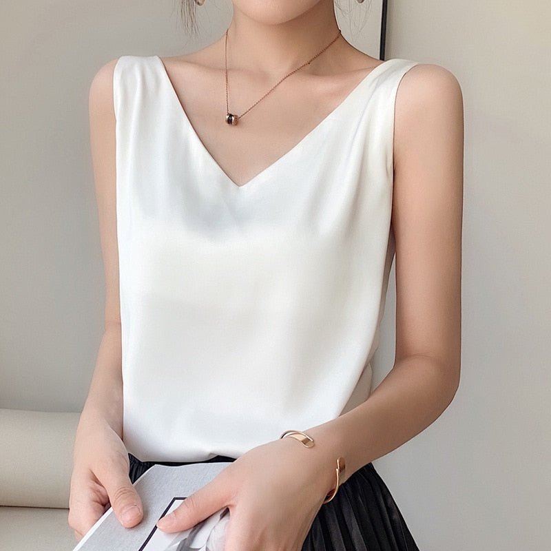 Lily | Women’s Classic Relaxed Fit Draped Satin Tanks