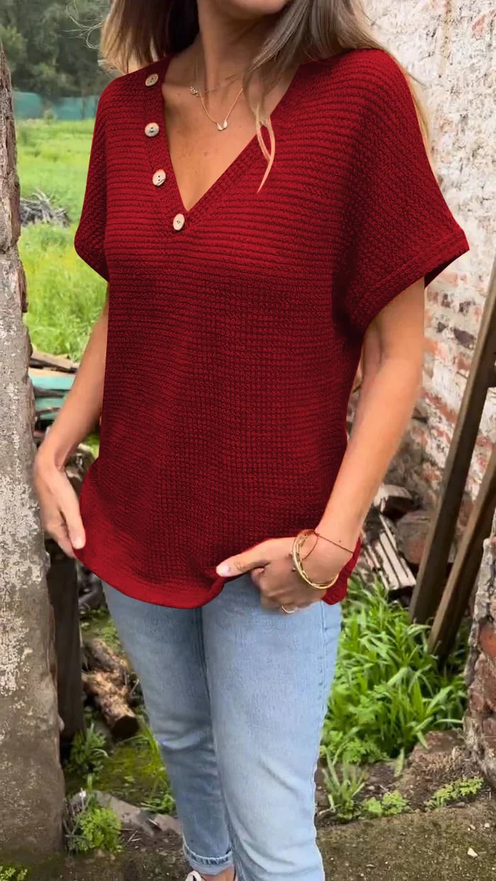MEERAH -  BREATHABLE WAFFLE SHORT SLEEVE TEE