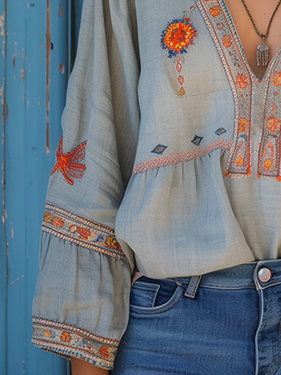 Kaitlyn | Women’s Summer Bohemian Embroidered Blouse