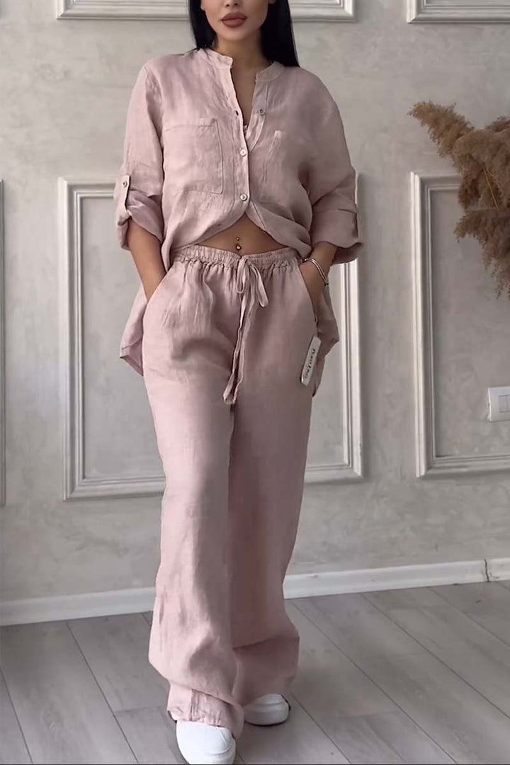 Fara - Luxe Cotton & Linen Ensemble – Shirt & Trousers Set
