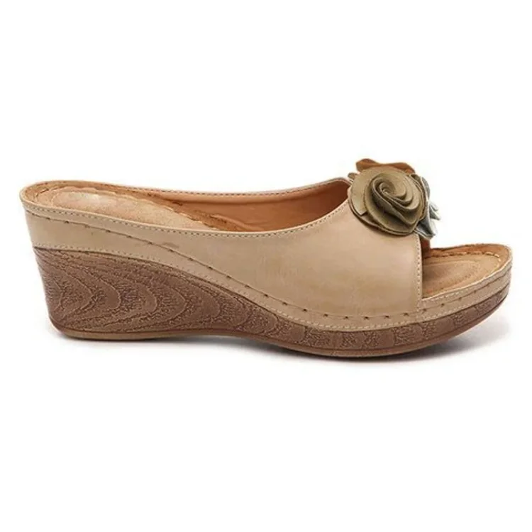 XYRIEL - ORTHOPEDIC LEATHER WEDGE SANDALS