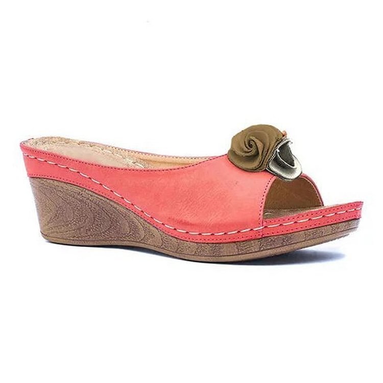 XYRIEL - ORTHOPEDIC LEATHER WEDGE SANDALS
