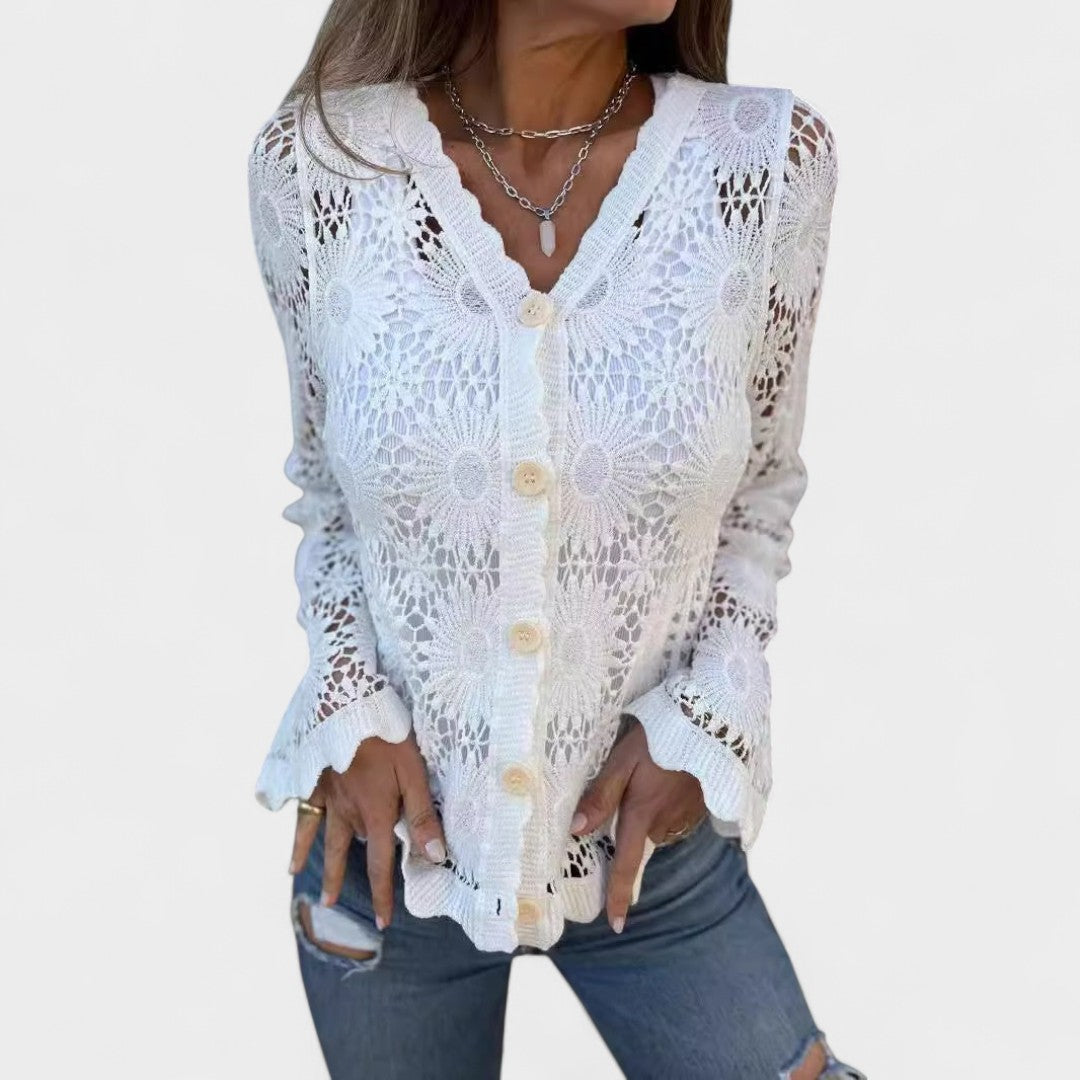 CASSIDY – GAUZY BLOSSOM WOVEN CARDIGAN