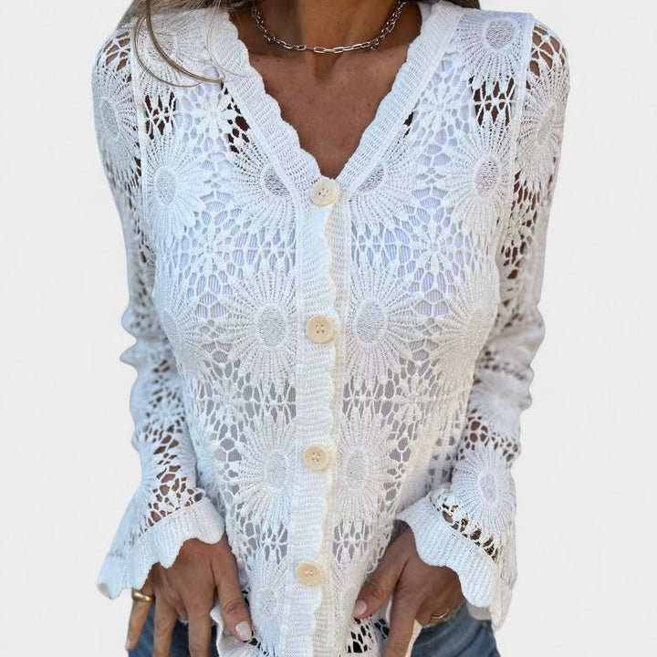 CASSIDY – GAUZY BLOSSOM WOVEN CARDIGAN